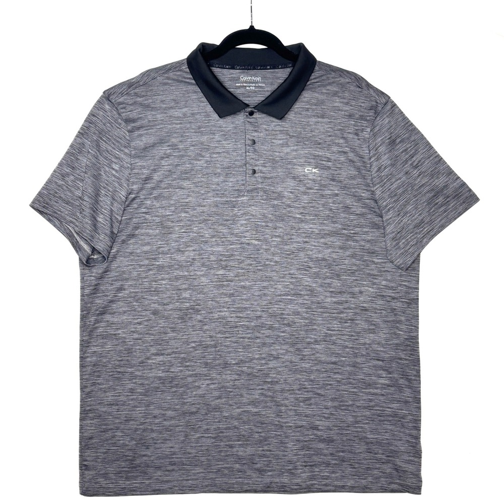 Calvin Klein Performance Mens Shirt Gray Polo XL Golf Pickleball Tennis - Picture 2 of 8